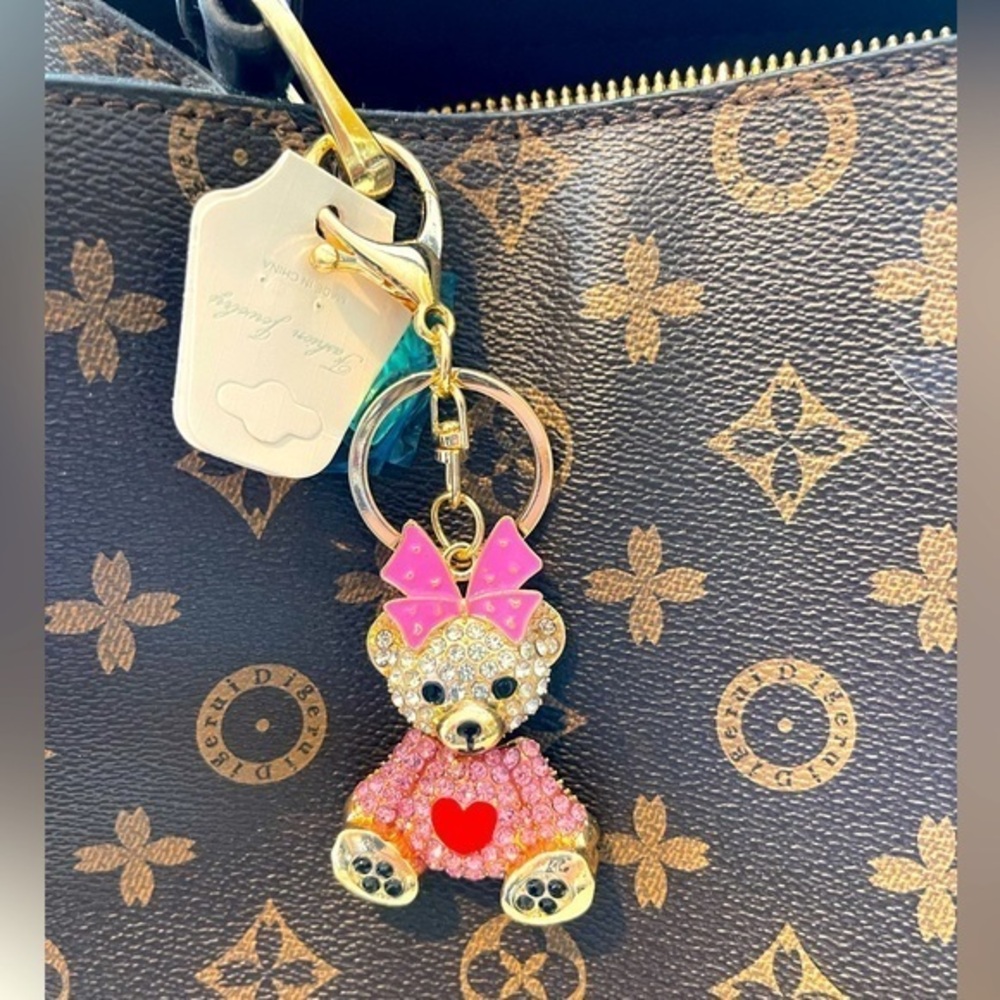 Pink or Blue with Gold Designer Hand bag Teddy Bear Charm